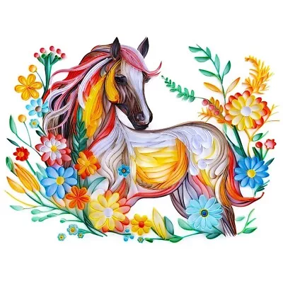 Horse With Flower Paper Quilling DIY Kit With Tools Handmade Home Decoration • £34.38