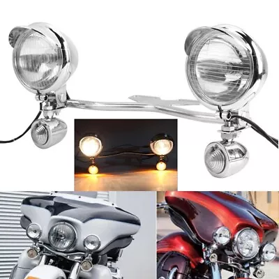 $69.99 • Buy Turn Signal Spot Fog Lights Bar For Yamaha V Star 650 950 1100 Custom Classic