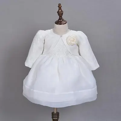 £21.99 • Buy Infant Baptism Lace Tutu Gown Embroidery Baby Christening Dress With Coat Bonnet