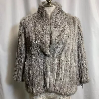 Joie Fur Jacket Women's Medium Gray 100% Rabbit Fur Long Sleeve Open Front • $299.99