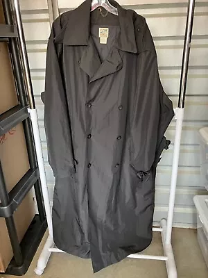 TravelSmith Black Raincoat Trench Coat Mens XXL Long Lightweight Packable • $34.99