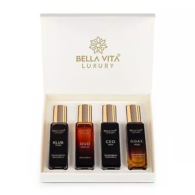 Bella Vita Luxury Man Perfume Gift Set 4 X 20 Ml For Men Long Lasting Fragrance • £20.42