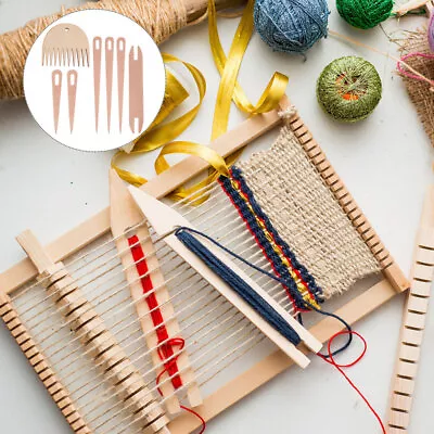 1 Set Weaving Comb Hand Loom Stick Wooden Weaving Knitting Tool Kit DIY • £11.99