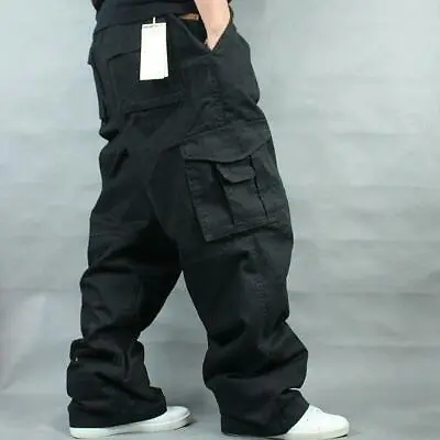 Plus Military Men Long Pants Loose Baggy Carpenter Overall 100% Cotton Trousers • $23.36