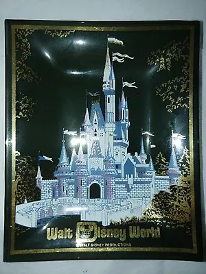 Walt Disney World Glass Trinket Tray Cinderella Castle Vintage 4 6/8  X 3 7/8  • $15.60