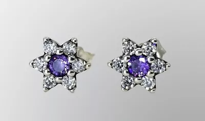 $49 • Buy Genuine Pandora Purple Forget Me Not Stud CZ Earrings 290690ACZ Retired