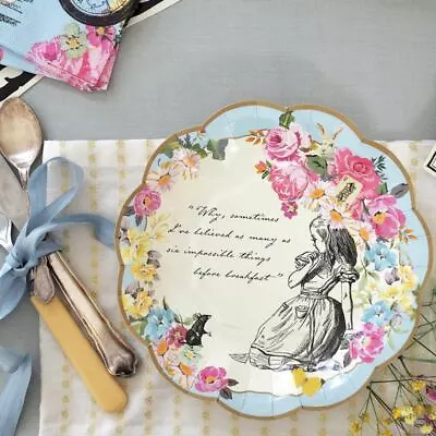 Alice In Wonderland Paper Plates | Mad Hatters Wedding Birthday Tea Party X12 • $12.95