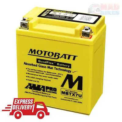 Motobatt MBTX7U Quadflex AGM High Power Motorcycle Battery YTX7L-BS YTZ8V • £48.99