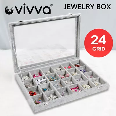 $14.98 • Buy Vivva Jewelry Earring Organizer Case Box Holder Storage Velvet Display Hanger