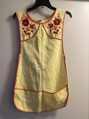 Vintage Over The Shoulder Embroidered Handmade Apron Smock Grandma Core • $19.99