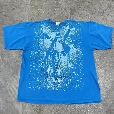Vintage Michael Jackson Beat It Big Print AOP Blue T-shirt Size 2XL XXL Rare • $0.99