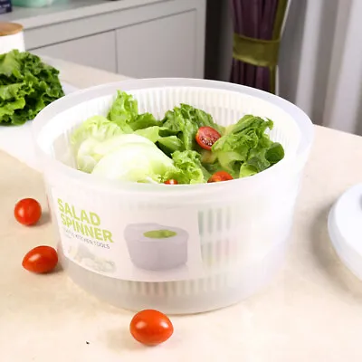 Plastic Large Salad Spinner Leaf Dryer Lettuce Veg Drainer Dressing Herb Way-ca • $11.06