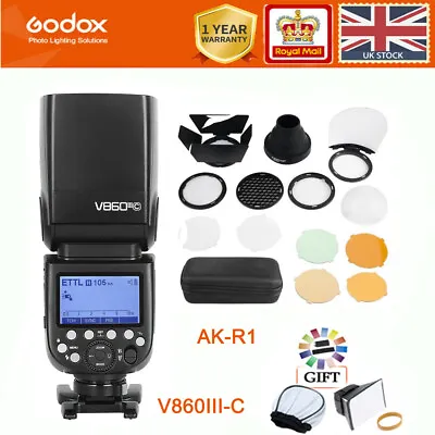 Godox V860III-C TTL HSS Camera Flash Speedlite Kit + AK-R1 Accessories For Canon • £209.59