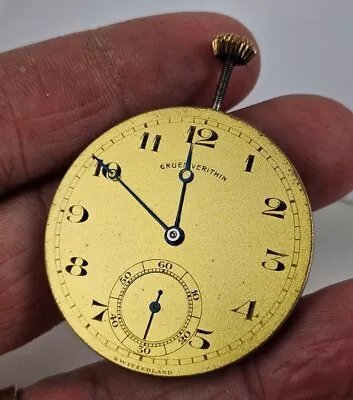 Gruen Veri-thin 15j Gold Dial Pocket Watch Movement - Working • $35