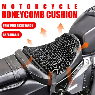 Motorcycle Honeycomb Comfort Gel Seat Cushion Pillow Pads Cover Pressure Relief • $31.98