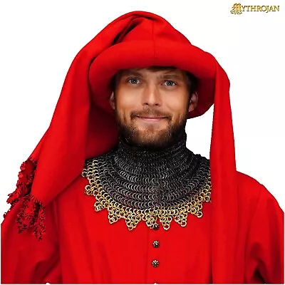 Medieval Chaperon 15th Century Woolen Knight Reenactment LARP SCA Movie Prop Red • $69.99