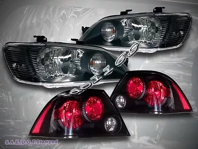 02 03 Mitsubishi Lancer Es/ls/oz Jdm Black Headlights + Tail Lights Sedan 4-door • $245.99