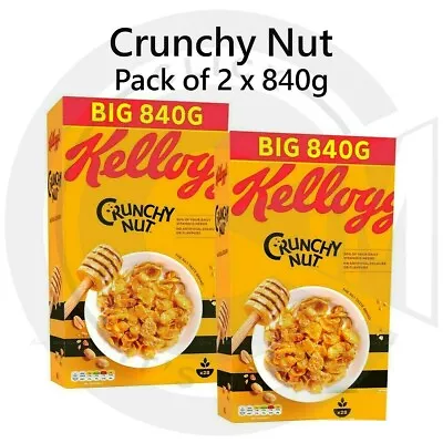 Kellogg's Crunchy Nut Sugar & Honey Cornflakes Breakfast Cereal 2 Packs Of 840g • £15.99