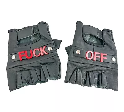 F OFF Motorcycle Fingerless Leather Half Finger Driving Biker Black Gloves Punk • $18.99