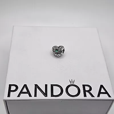 Genuine Pandora May Crystal Signature Heart Birthstone Charm ALE 925 #791784NRG • £25