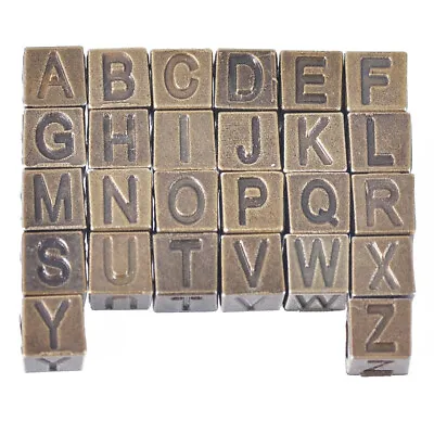 20pcs Antique Bronze Cube 7mm Alphabet Letters Charms Metal Loose Big Hole Beads • £3.30