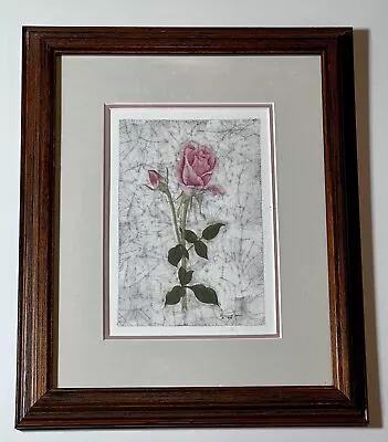 Marnie Dahl Batik Rose Signed Art Work 11-1/2”L X 10”W Excellent Used Condition • $35