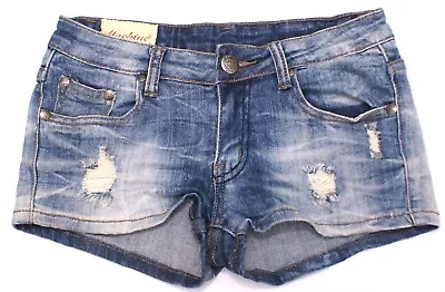 Machine Nouvelle Mode Short Shorts Womens Size 26 Blue Distressed Denim • $12.71