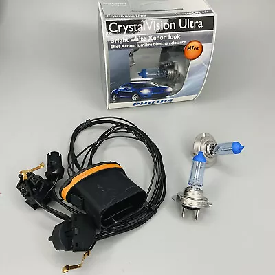 PHILIPS H7 CrystalVision Light Bulb & Headlight Wire Harness For Mercedes C250 • $43.02