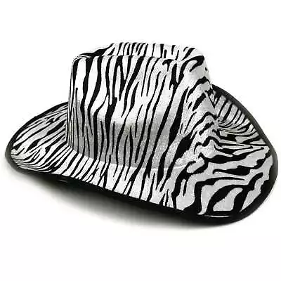 Adult Zebra Print Velour Cowboy Hat Hens Western Jungle Safari Costume Party • $9.99