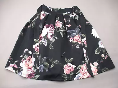 HAUTE MONDE Size L Womens Multicolor Floral Tie Pleated Circle Mini Skirt 725 • $10