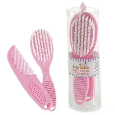 Baby Brush Comb Set Pink Soft Touch Newborn Gift • £6