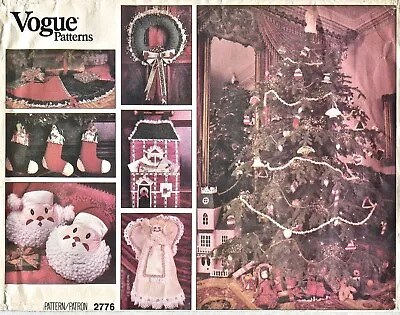 Vogue 2776 FF Sewing Pattern Christmas Santa Pillows Ornaments Stocking Angel • $2.91