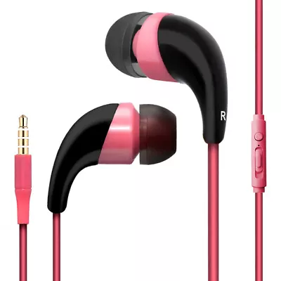 Pink Color 3.5mm Earphones Remote Control With Mic. Handsfree Stereo Headset • $8