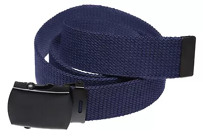 Mens Military Grade Web Belt With Black Metal Slide Buckle • $12.99