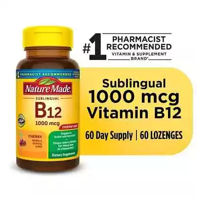 Nature Made Vitamin B12 Sublingual 1000 Mcg Sugar Free Micro-Lozenges 60 Count; • $6.73