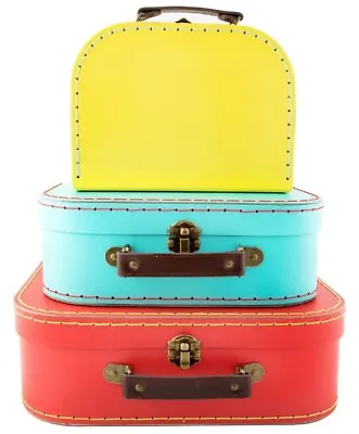 £7.99 • Buy Bright Retro Storage Suitcases Boxes Decorative Suit Case Home Sass & Belle