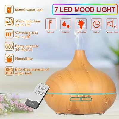$27.89 • Buy Aroma Aromatherapy Air Diffuser LED Essential Oil Ultrasonic Humidifier Wooden