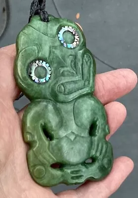 Magnificent  J Kerwin Nz  Pounamu Greenstone Nephrite Jade 4”  Maori Hei Tiki • $875