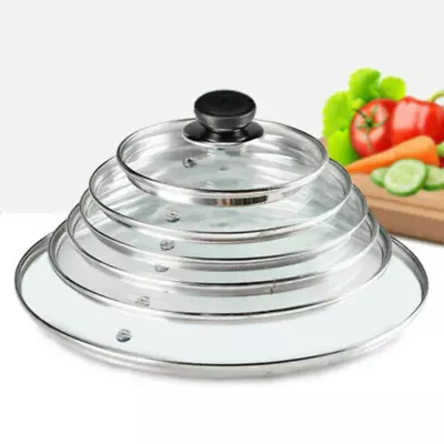 Glass Lid Pan Frying Saucepan Casserole Tempered Clear Glass 14 - 40 Cm All Size • £10.49