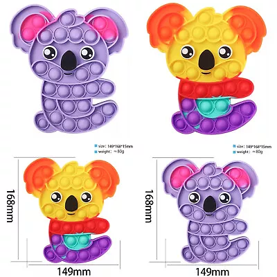 £5.99 • Buy Pop Popper Fidget Toy Push It Poppet Bubble Stress Anxiety Relief Rainbow Koala