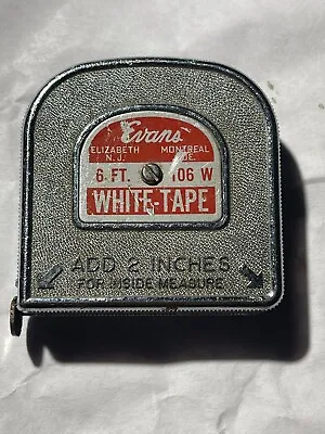 Vintage Evans 6 FT White-Tape Push Pull Tape Measure USA • $6.50