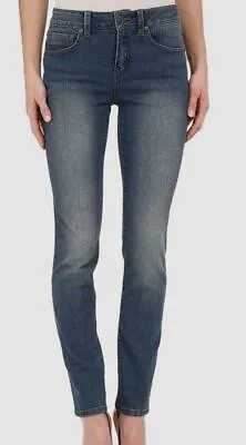 $100 Miraclebody Women's Blue Skinny Fit Sanded Stretch Jeans Denim Pants Size 2 • $32.38