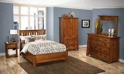 5-Pc Mission Arts & Crafts Bedroom Furniture Set Solid Wood Queen King • $11199