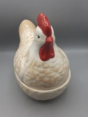 Vintage Ceramic Hen Shaped Lidded Egg Storage Dish U10S2  • £18.49
