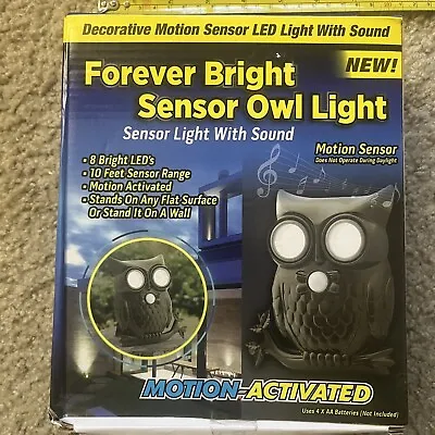 Tekno Motion Sensor Owl Light Black With Sound Battery Operated 10ft Range • $13