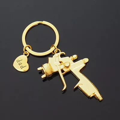 Spray Paint Gun Key Chain Ring Painter Gift Keychain For DAD Heart - Gold Color • $6.99