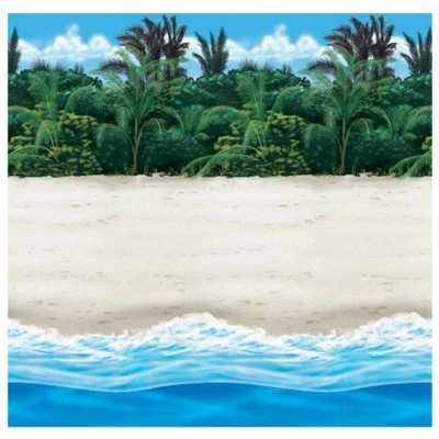 £14.89 • Buy 40ft Hawaiian Party Luau Garden Beach Sand Sea Room Roll Wall Scene Decoration