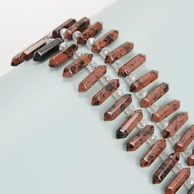 Mahogany Obsidian Top Drill Faceted Double Point Beads Size 8x32mm 15.5'' Strand • $22.04