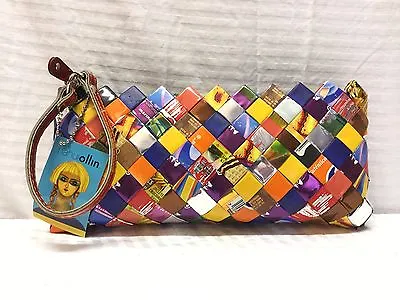 NWT Nahui Ollin Handmade Wrapper Wristlet Clutch Purse Bag Recycled • $29.99