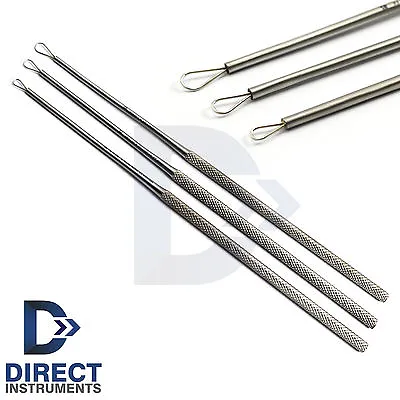 Set Of 3 Medical Ear Cleaner Loop Ear Wax Remover Tools Ear Pick Curette ENT New • $9.96